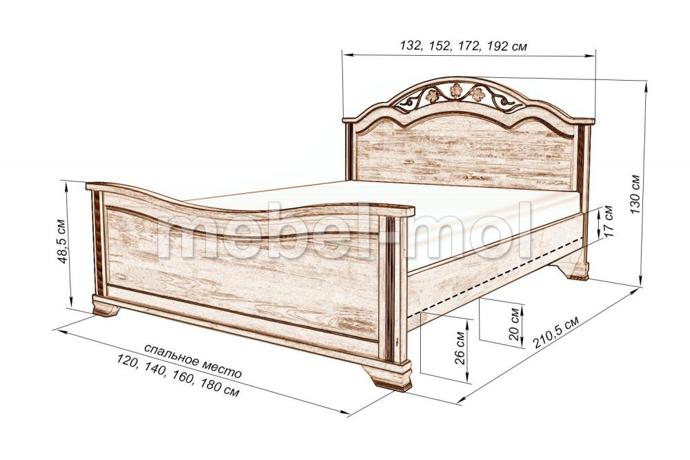 Кровать «Лацио (жесткая)» из массива дерева