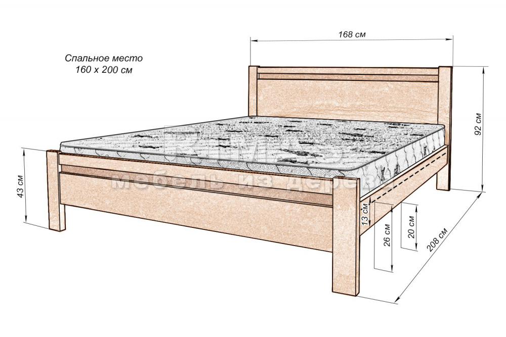 Кровать «Берн» из массива дерева