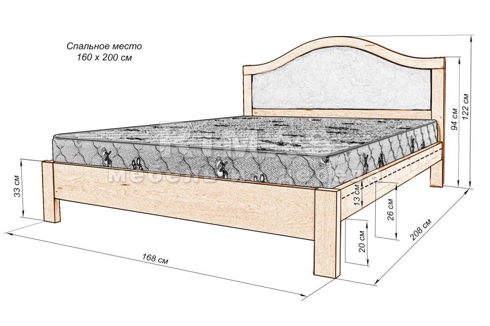Кровать «Онтарио» из массива дерева