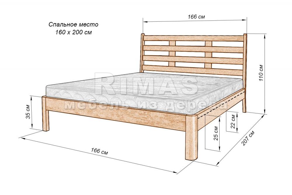 Чертеж кровати из дерева 180 на 200