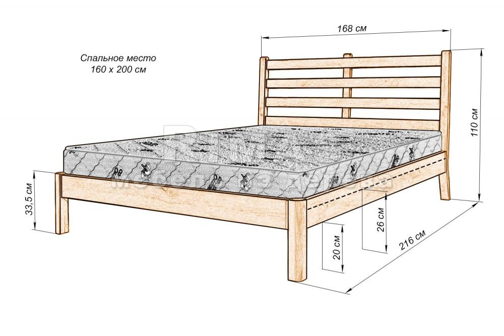 Кровать «Марта» из массива дерева