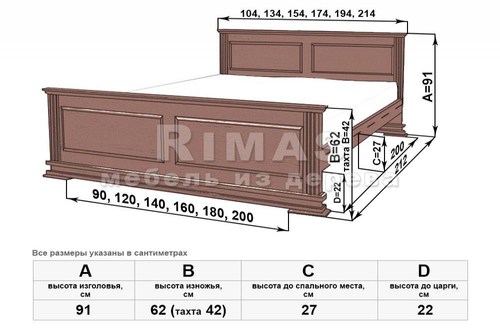 Кровать «Палермо» из массива дерева