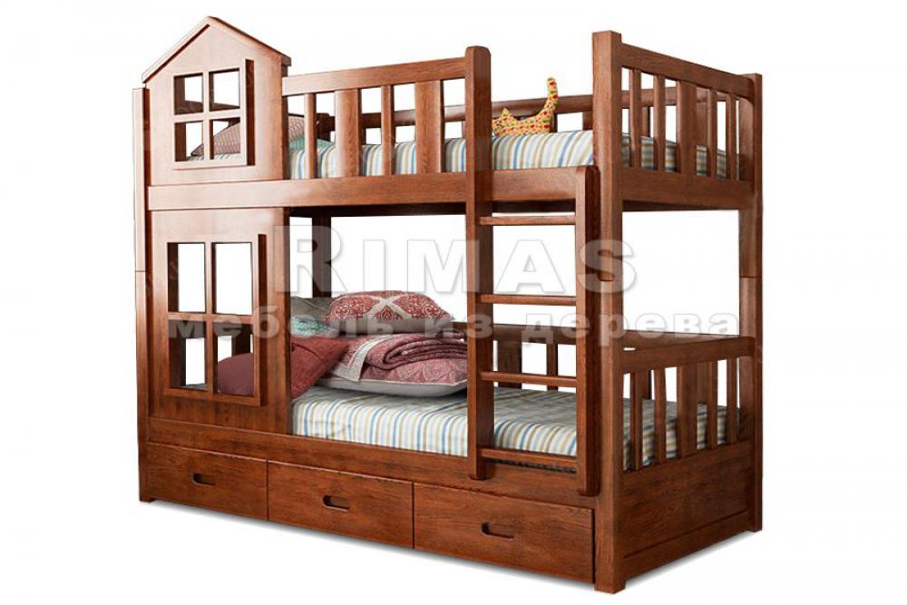 Детская кровать «Городок» из массива дерева