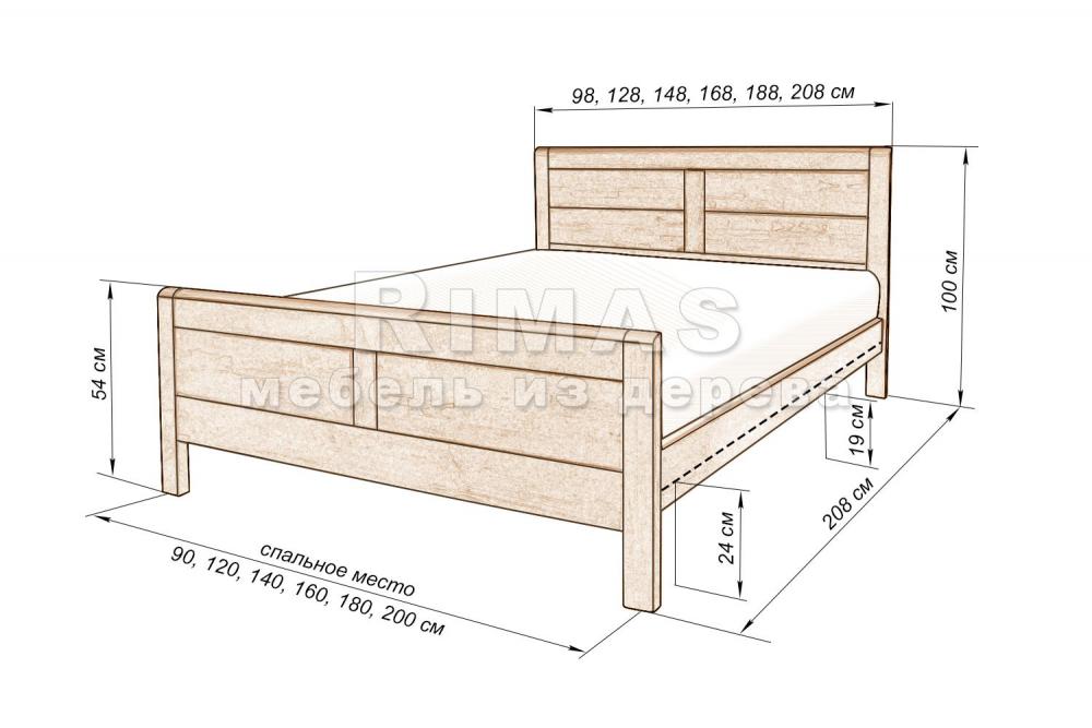 Кровать «Генуя 2» из массива дерева