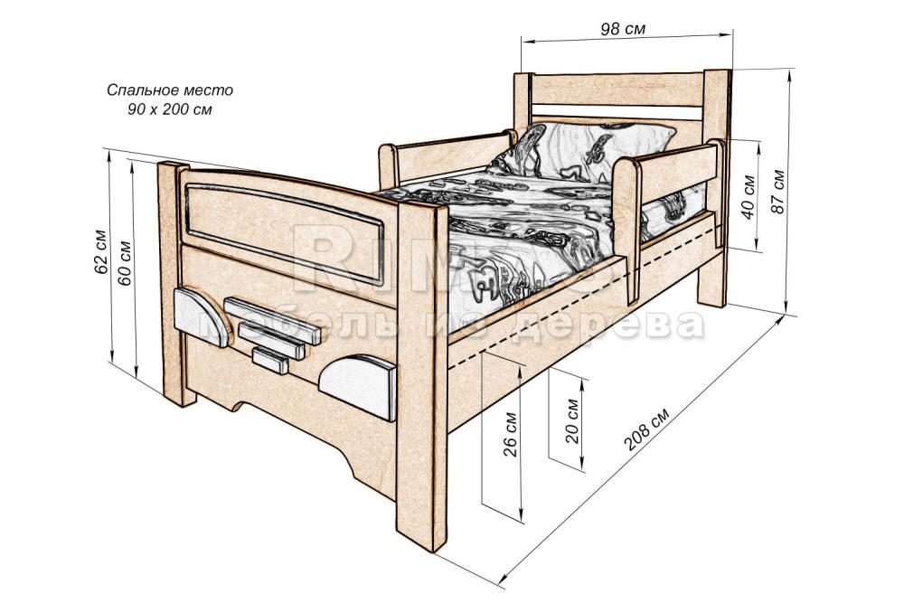 Детская кровать «Автошка» из массива дерева