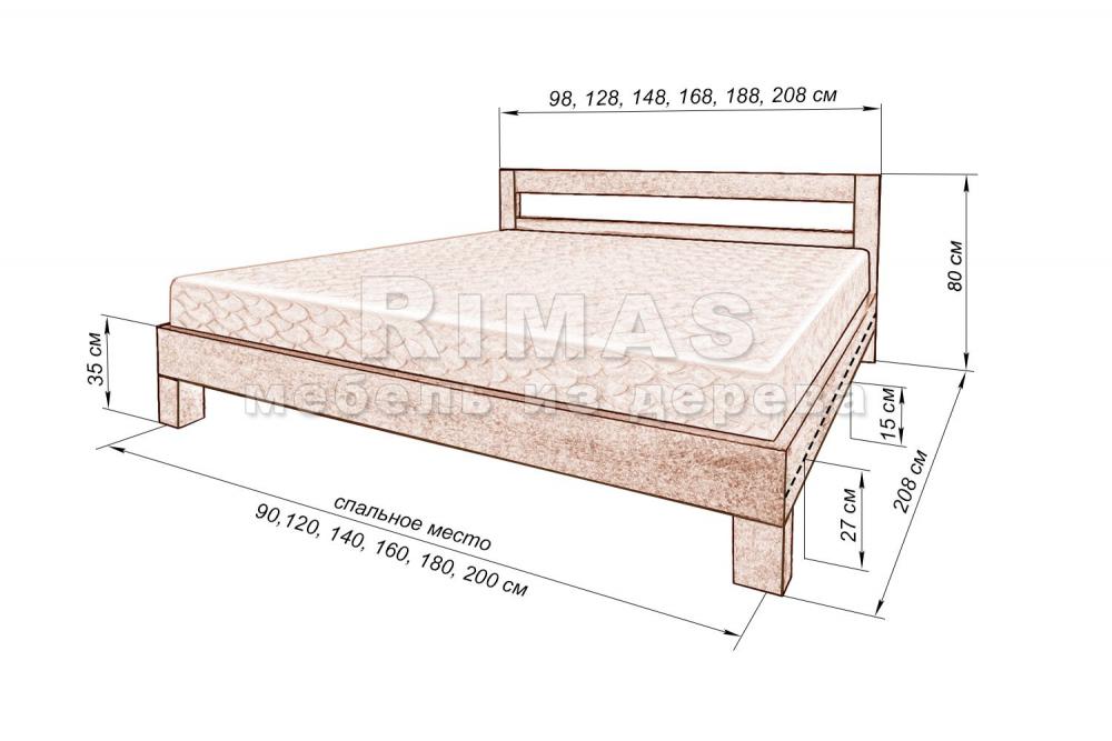 Кровать «Мессина» из массива дерева