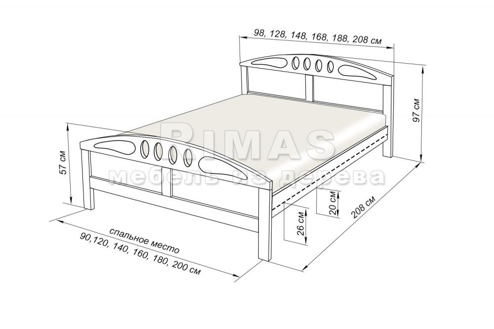 Кровать «Прато» из массива дерева