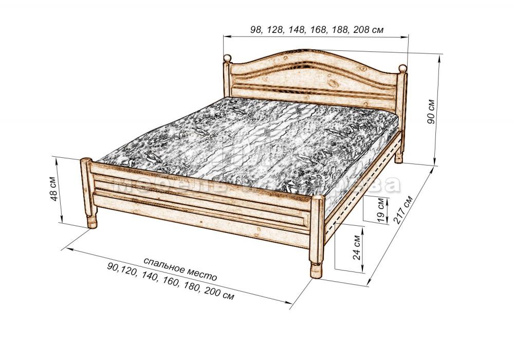 Чертеж кровати из дерева 160 на 200