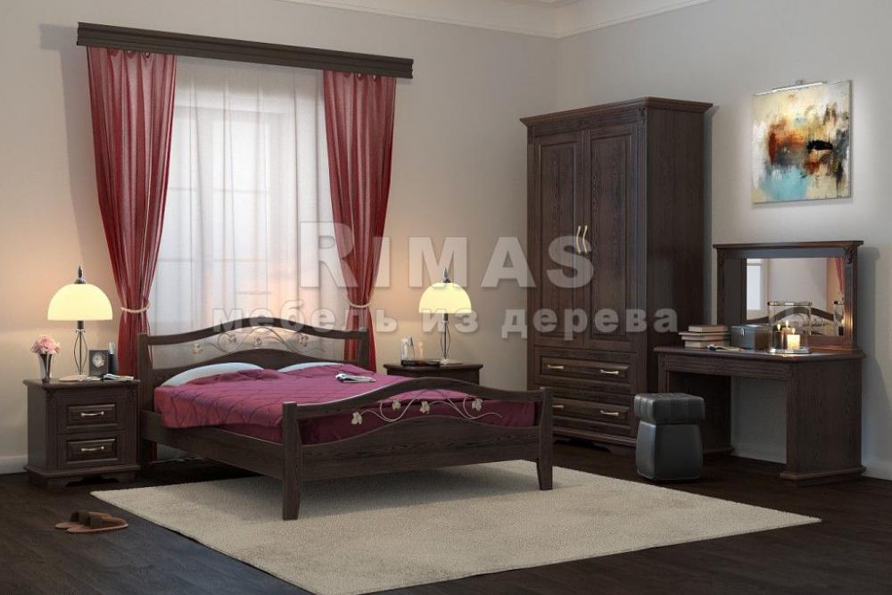 Кровать «Пьемонт с ковкой» из массива дерева
