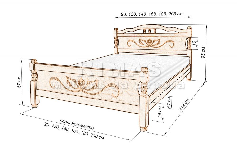Кровать «Фоджа 1» из массива дерева