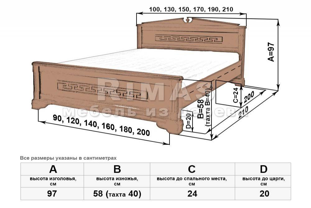Кровать «Сицилия» из массива дерева