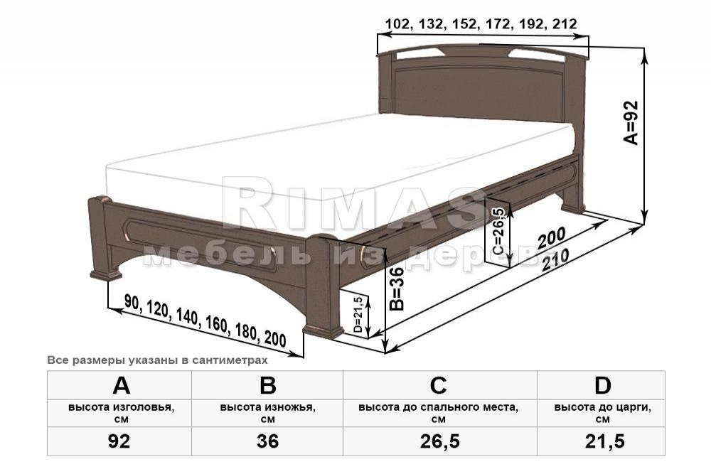 Кровать «Пескара» из массива дерева