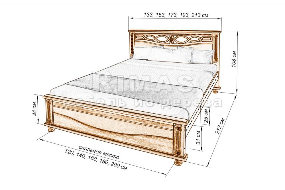 Кровать «Тренто» из массива дерева