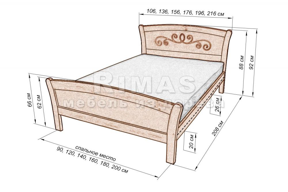 Кровать «Лигурия» из массива дерева