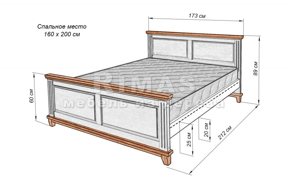 Кровать «Малага» из массива дерева