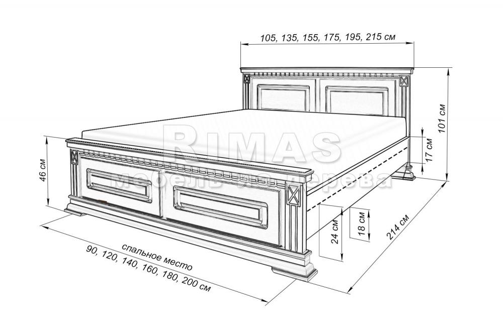 Кровать «Овьедо» из массива дерева