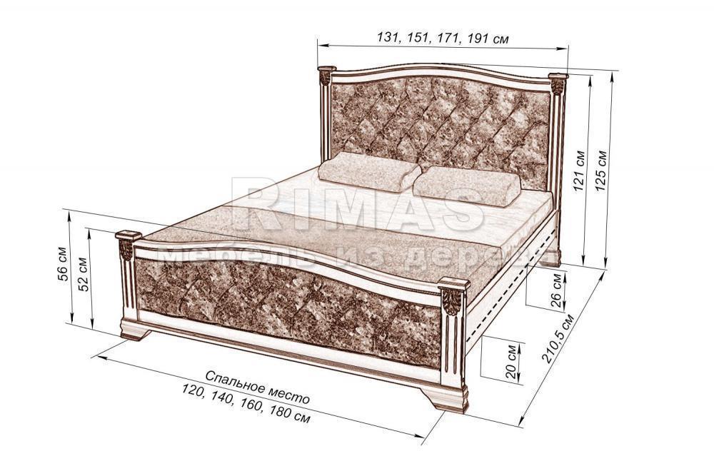 Кровать «Апулия (мягкая)» из массива дерева