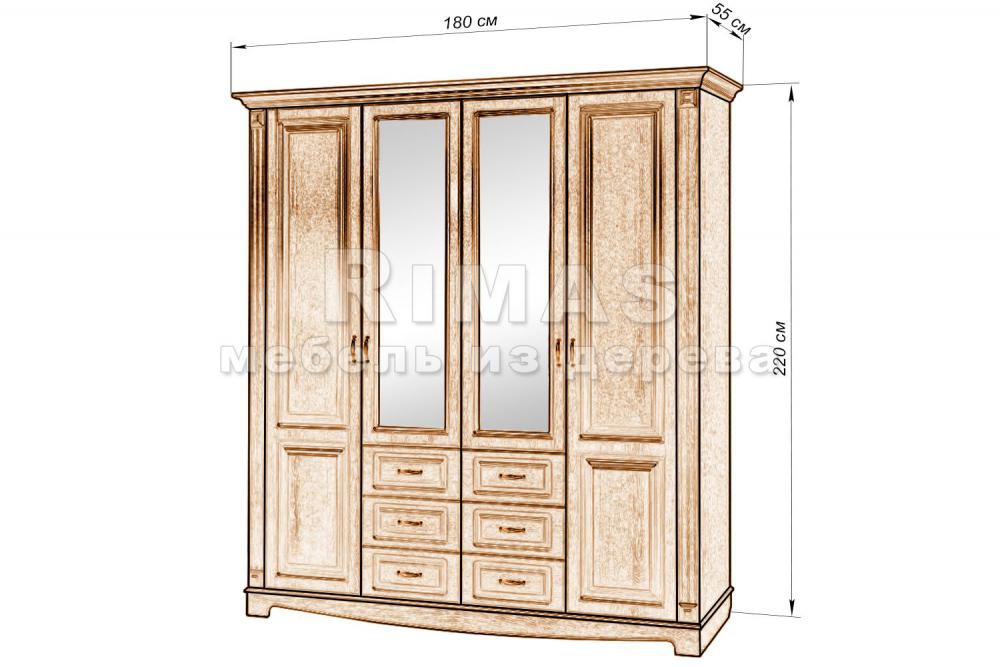 Купить шкаф «Версаль 4» из массива дерева - Rimas-Mebel.RU