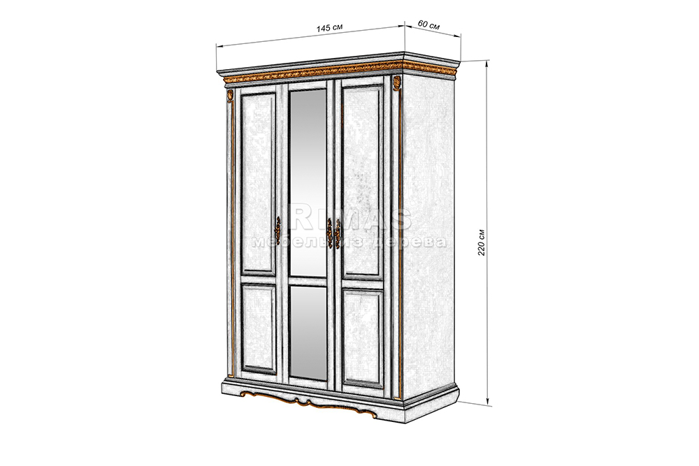 Шкаф «Милано 3» из массива дерева
